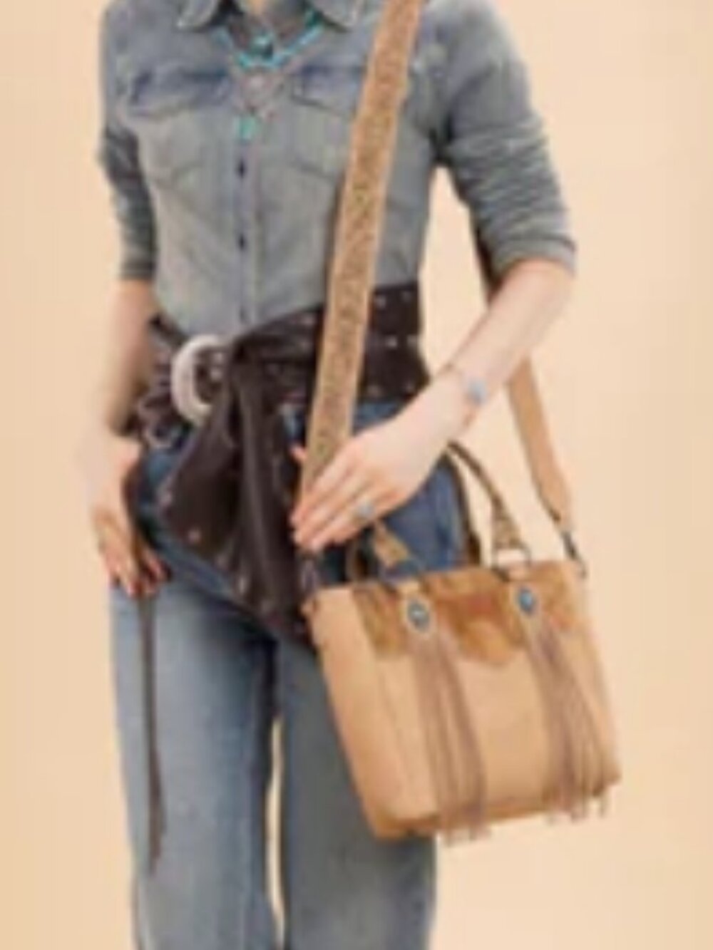 Montana West Cowhide Concealed Carry Tote, Beige NWT - Picture 5 of 6